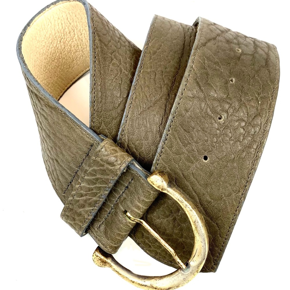 Genuine Shrunken Buffalo 2.25” x 33” Taupe Gray Belt